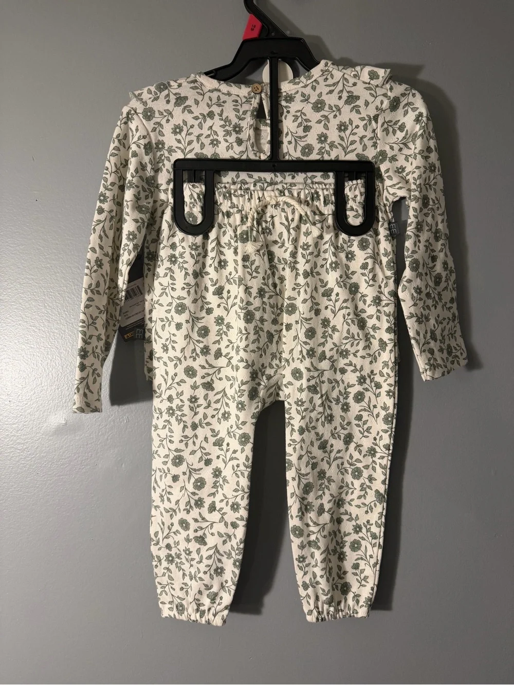 Modern Moments Girls' Cream and Sage Floral two piece Set